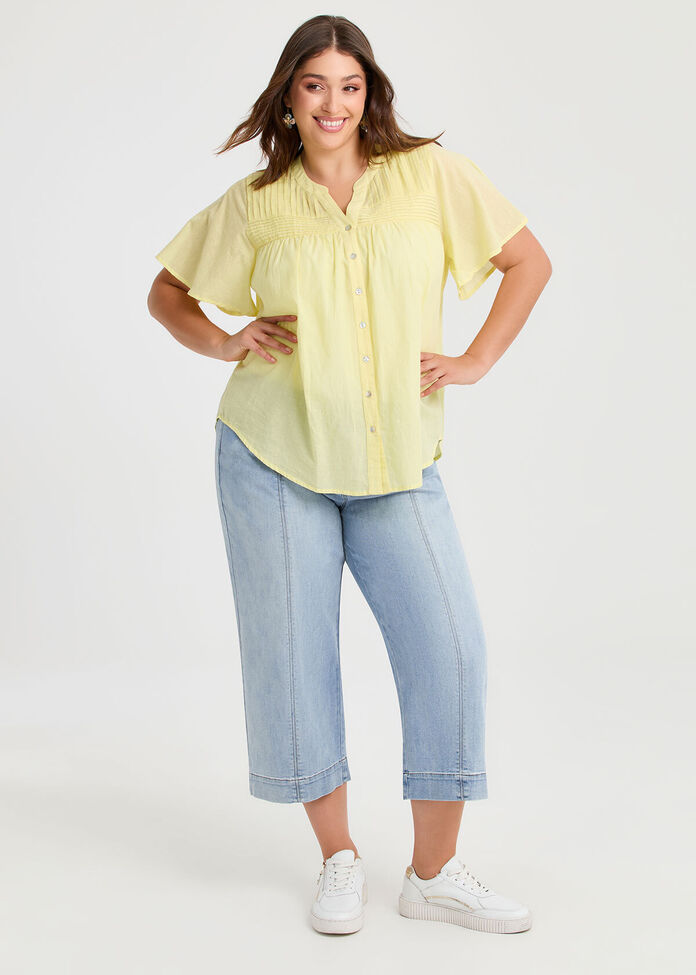 Cotton Pintuck Yoke Top, , hi-res
