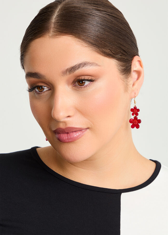 Pretty Multi Flower Earring, , hi-res