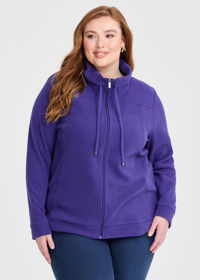 Plus Size Polar Fleece Zip Front Jacket
