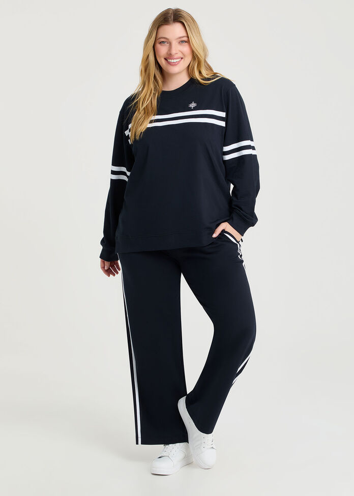 Cotton Chest Stripe Sweatshirt, , hi-res