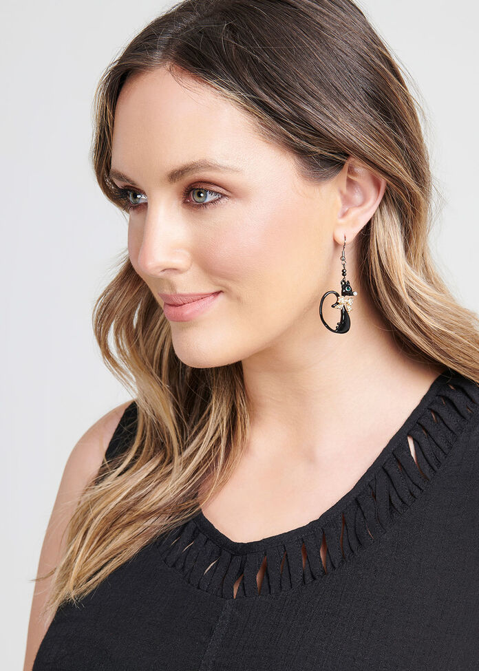 Crystal Kitty Earrings in black in sizes 12 to 24 | Taking Shape New ...