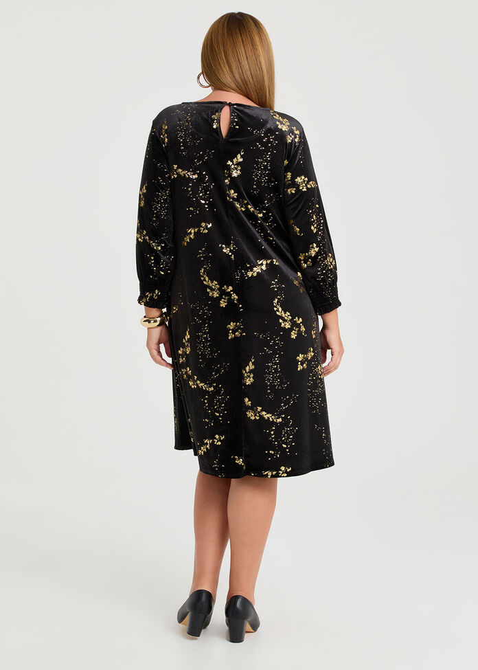 Shop Plus Size Gold Foil Cocktail Tunic Dress, Black | Taking Shape NZ