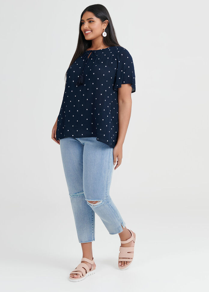Natural Boho Lurex Spot Top, , hi-res