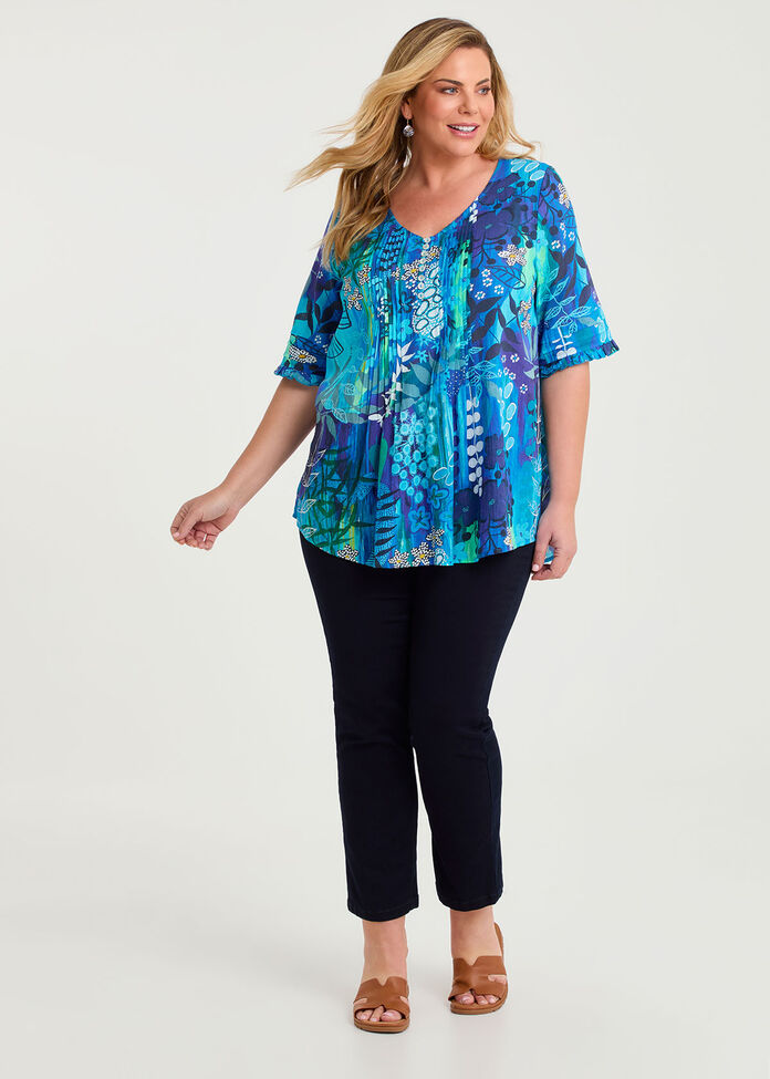 Joan Blond Cotton Pintuck Top, , hi-res