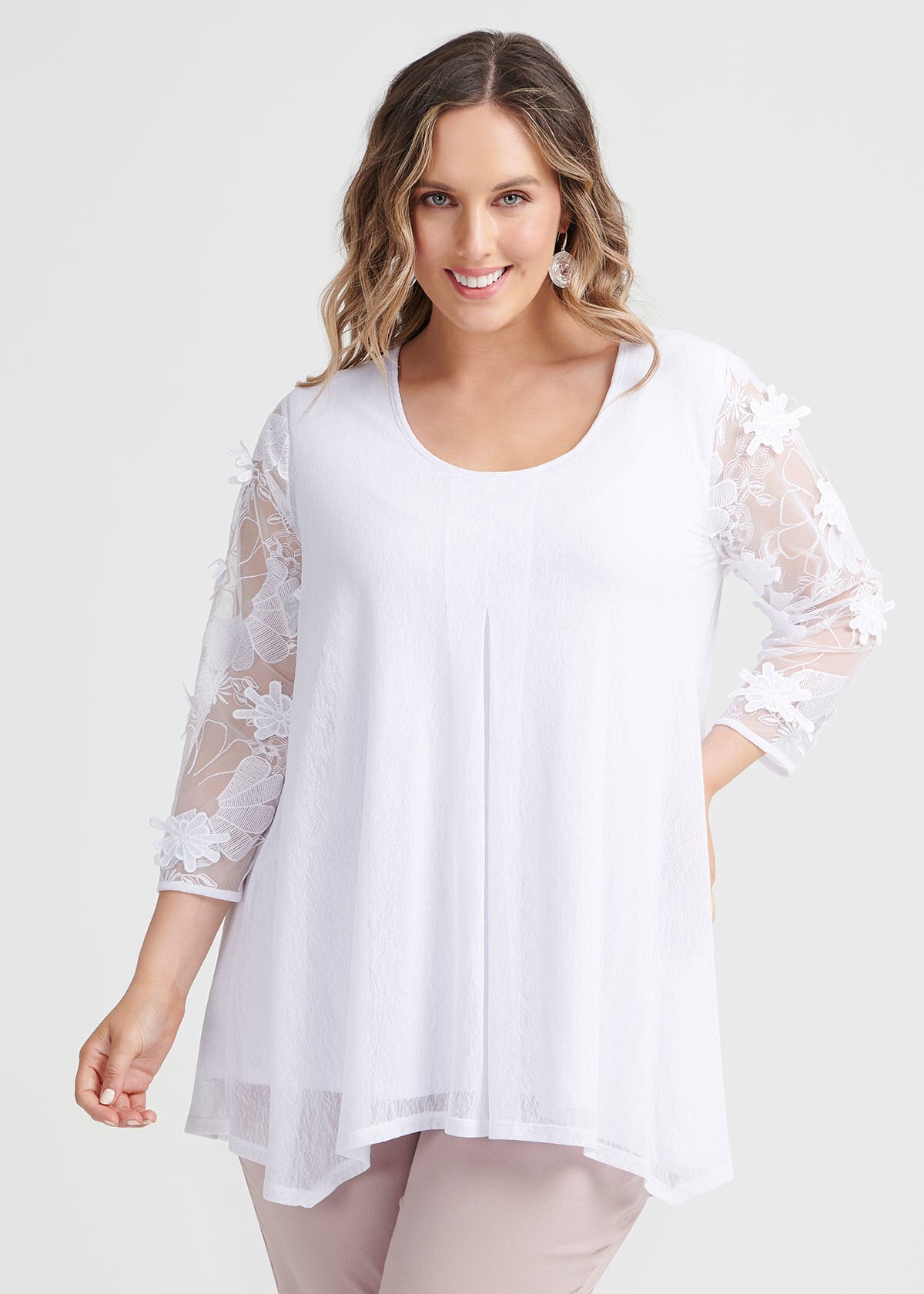 White lace plus size top sales
