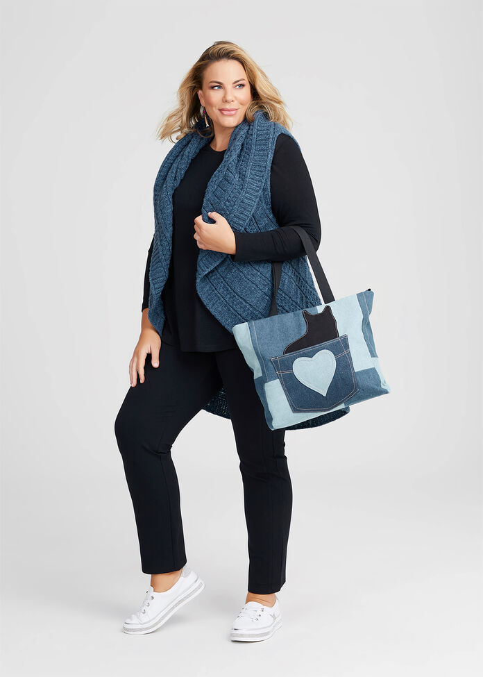 Denim Cat Tote Bag, , hi-res