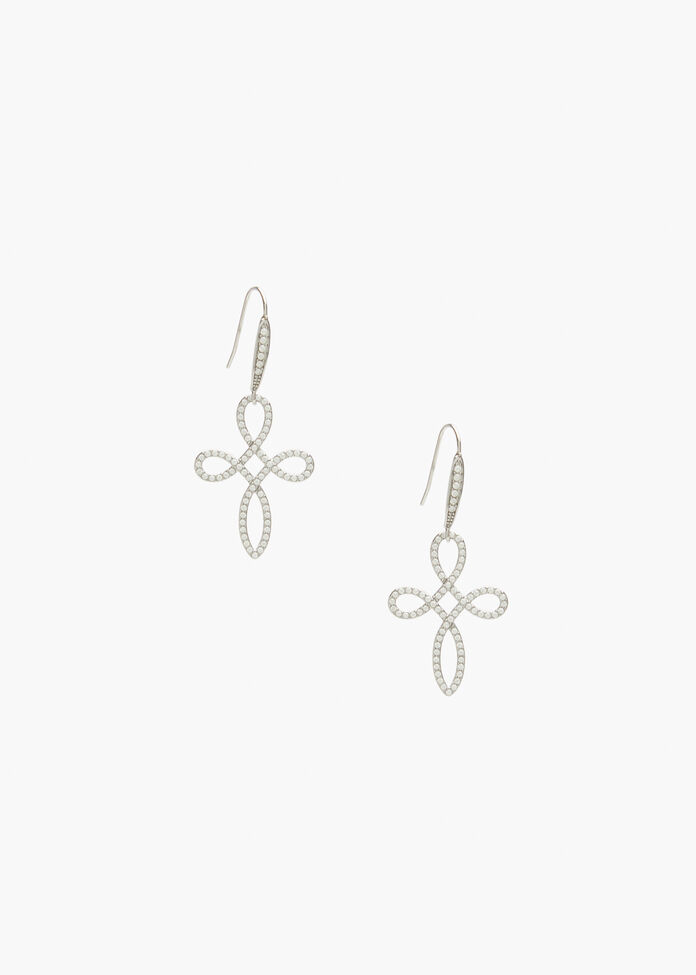 Twisted Silver Diamante Earrings, , hi-res