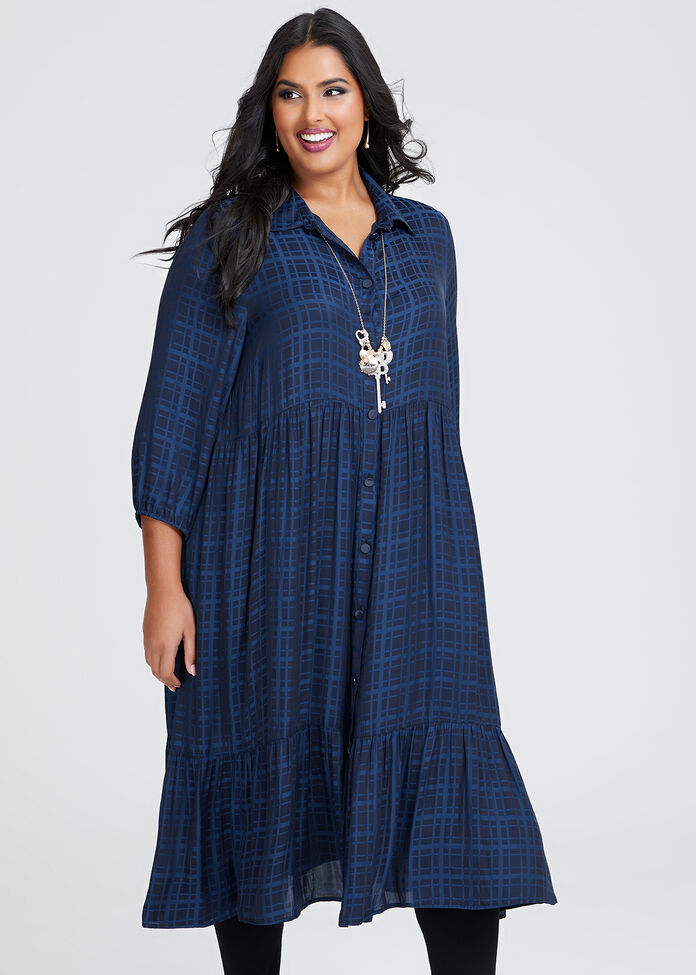 Shop Plus Size Luxe Tier Shirt Dress in Blue | Taking Shape AU