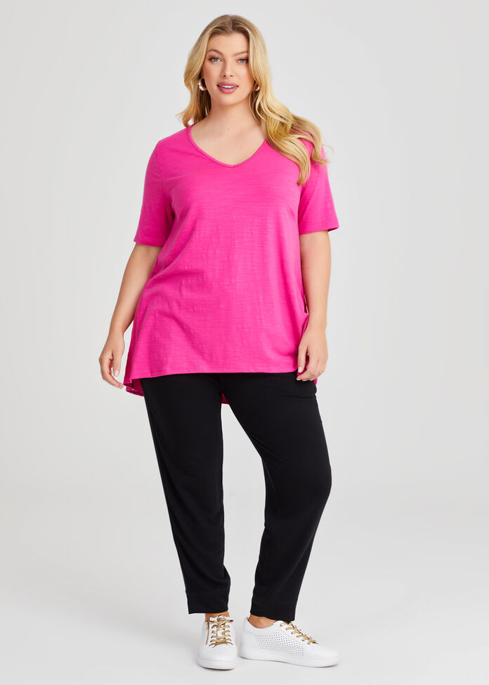 V Neck Slub Jersey T-shirt, , hi-res