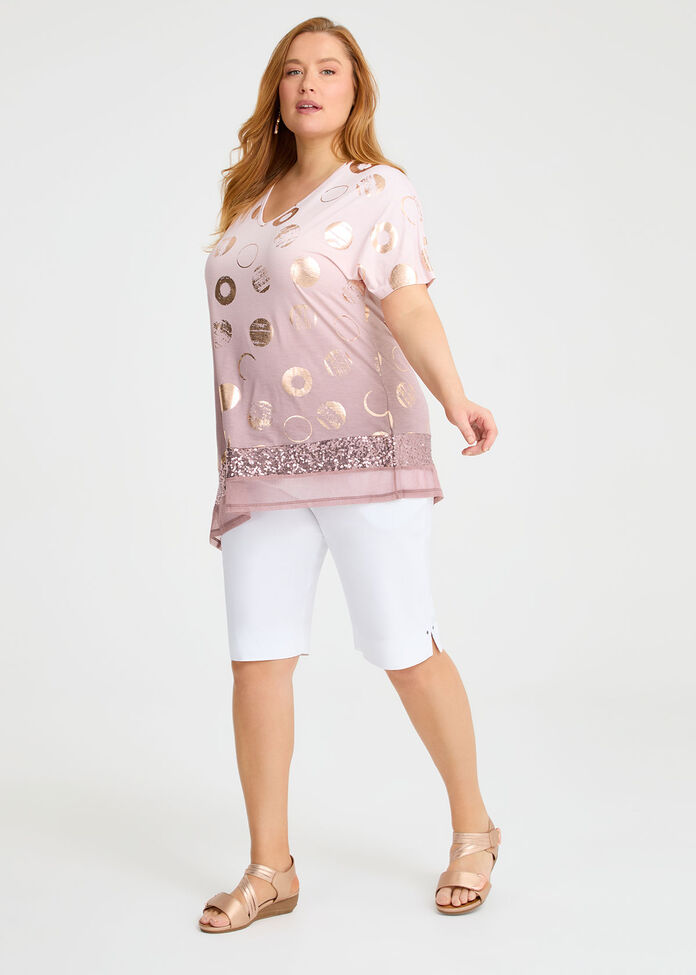 Ombre Foil Spot & Sequins Top, , hi-res