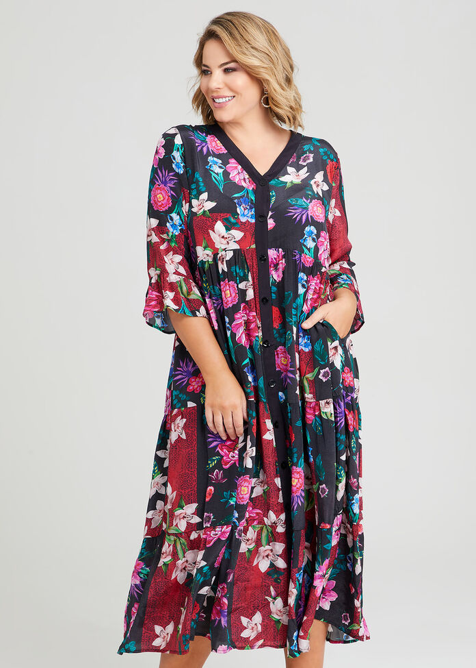 Shop Plus Size Natural Isla Boho Shirt Dress in Multi | Taking Shape AU