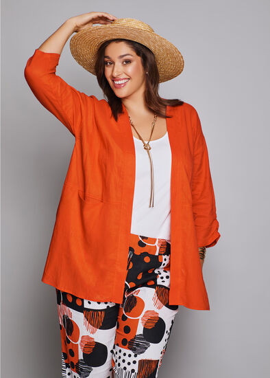 Plus Size Drape Linen Bamboo Cardigan