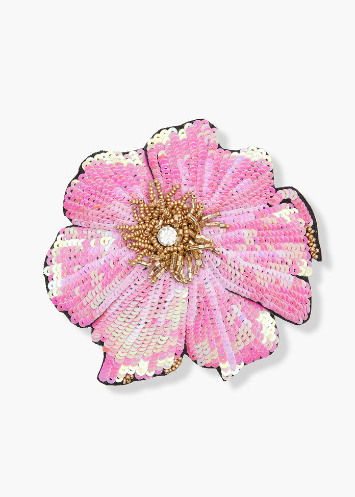 Sequin Flower Brooch, , hi-res