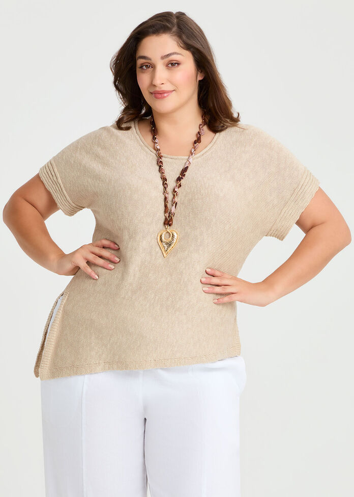 Lurex Boatneck Cotton Blend Knit, , hi-res