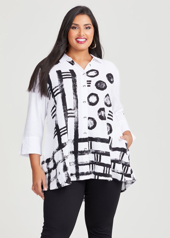 Shop Plus Size Zip Back Natural Shirt, Black Taking Shape AU