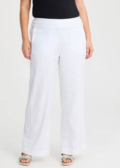 Plus Size Tall Stretch Linen Bea Wide Pant