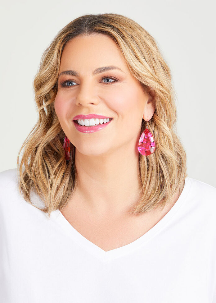 Pink Resin Earrings, , hi-res