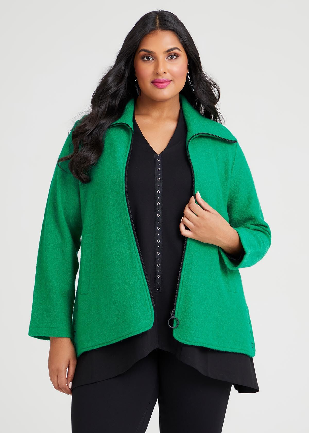 Plus Size Zip Front Boiled Wool Jacket Sizes 12 30 Taking Shape