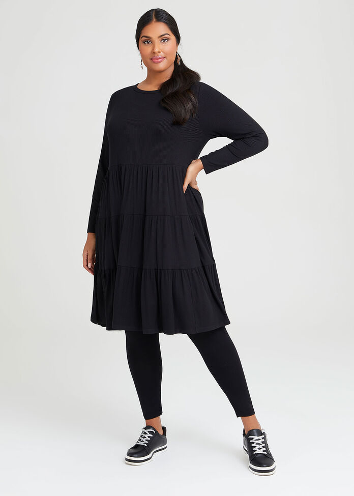 Mini Rib Tiered Dress, , hi-res