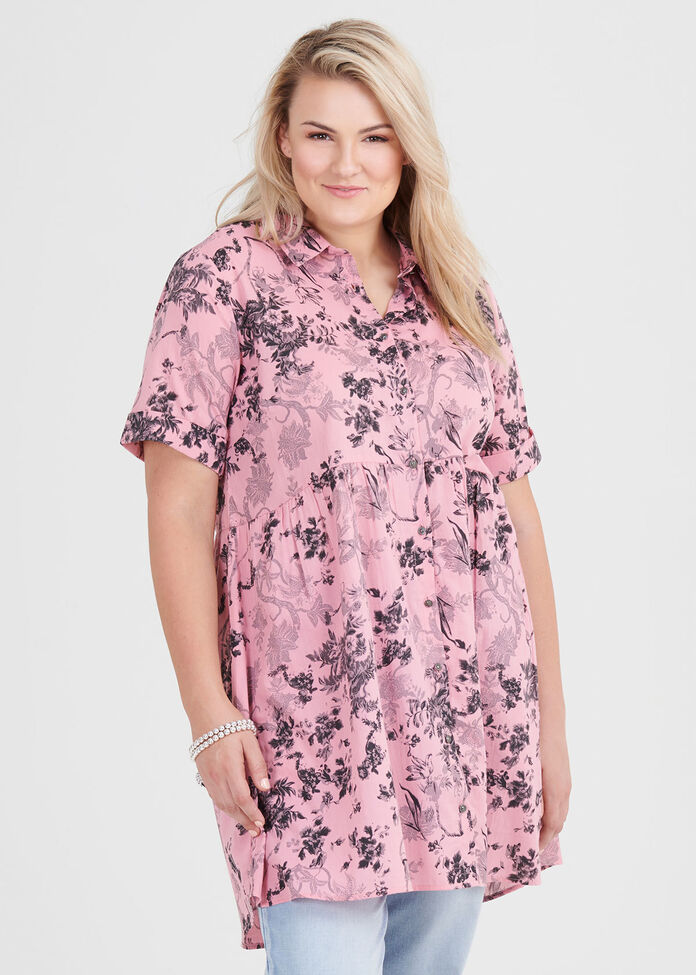 Cotton Floral Shadow Shirt, , hi-res