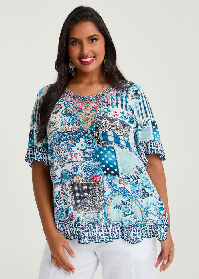 Salsa Ruffle Natural Top, , hi-res