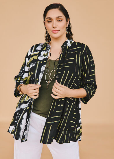 Plus Size Spliced Natural Shirt