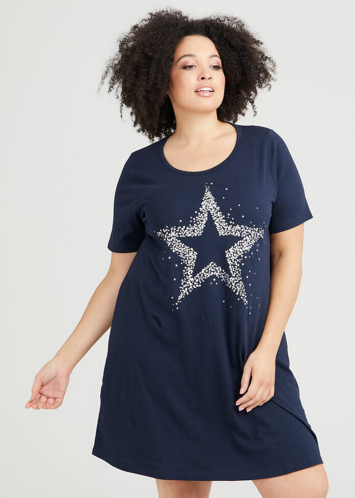 Cotton Short Sleeve Nightie, , hi-res