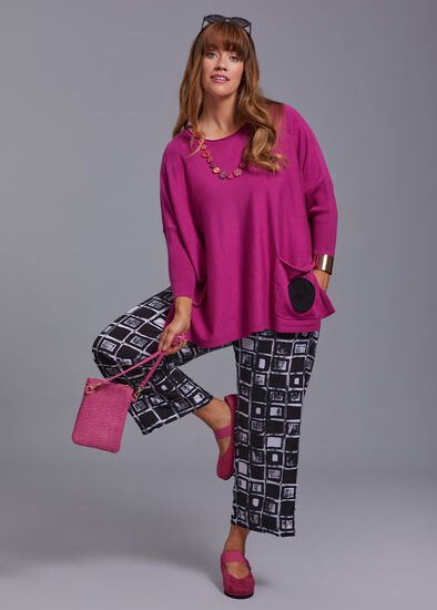 Plus Size Button Hem Natural Crop Pant