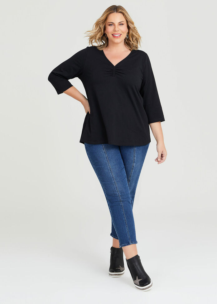 Cotton Sweetheart Gathered Top, , hi-res