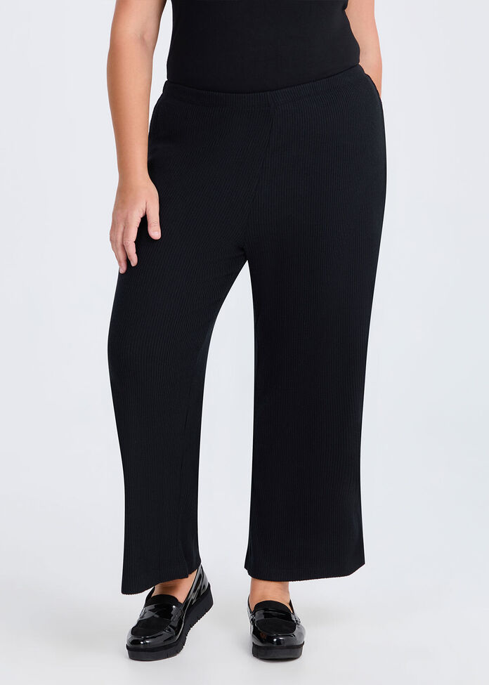 Ribbed Relaxed Wide Leg Pant, , hi-res