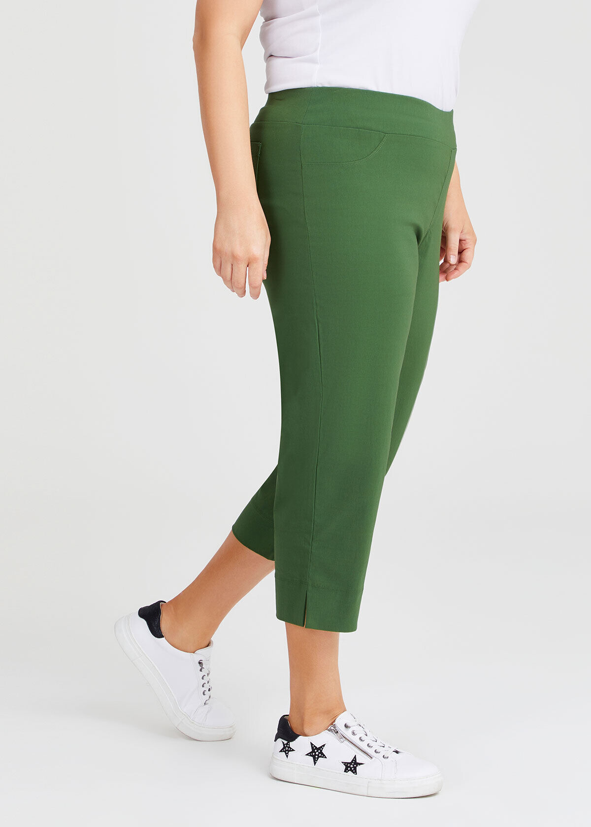 Shop Plus Size Expose Split Hem Crop Pant, Green | Taking Shape AU