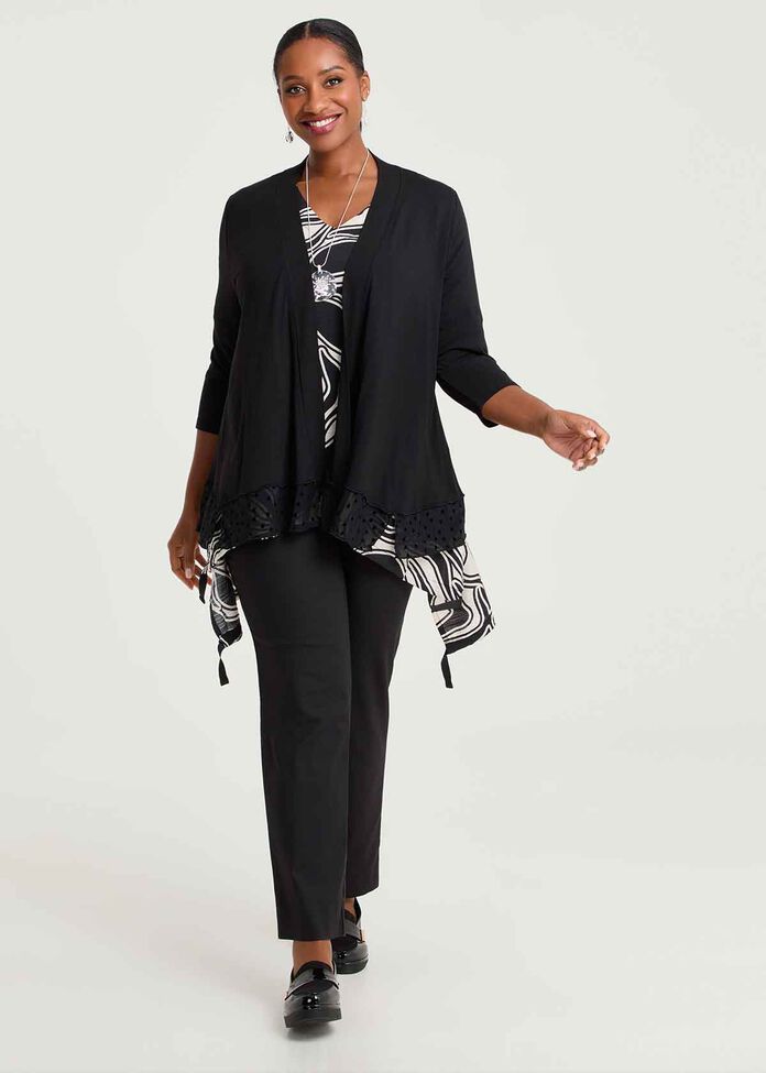 Bamboo Lace Trim Cardigan, , hi-res