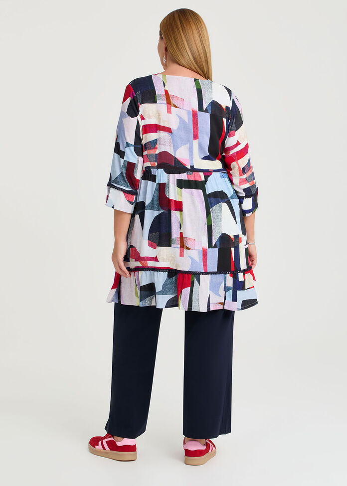 Abstract Natural Tier Tunic, PRINT, hi-res