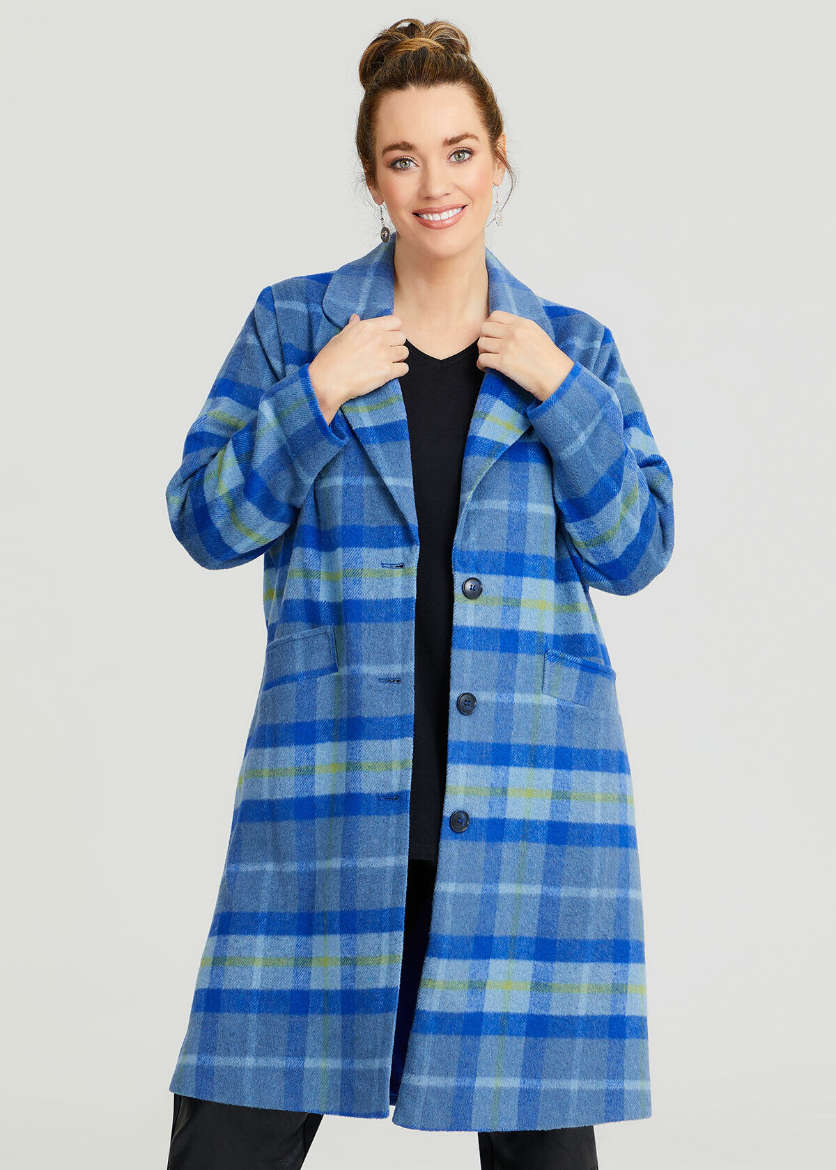 Blue check coat womens shop