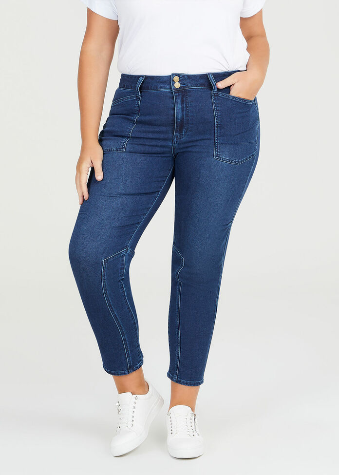 Shop Plus Size Cotton Blend Utility Jean in Blue Sizes 1230 Taking Shape NZ