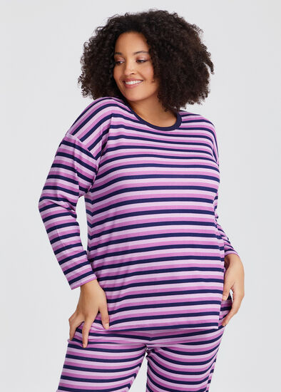 Plus Size Lounge Stripe Top