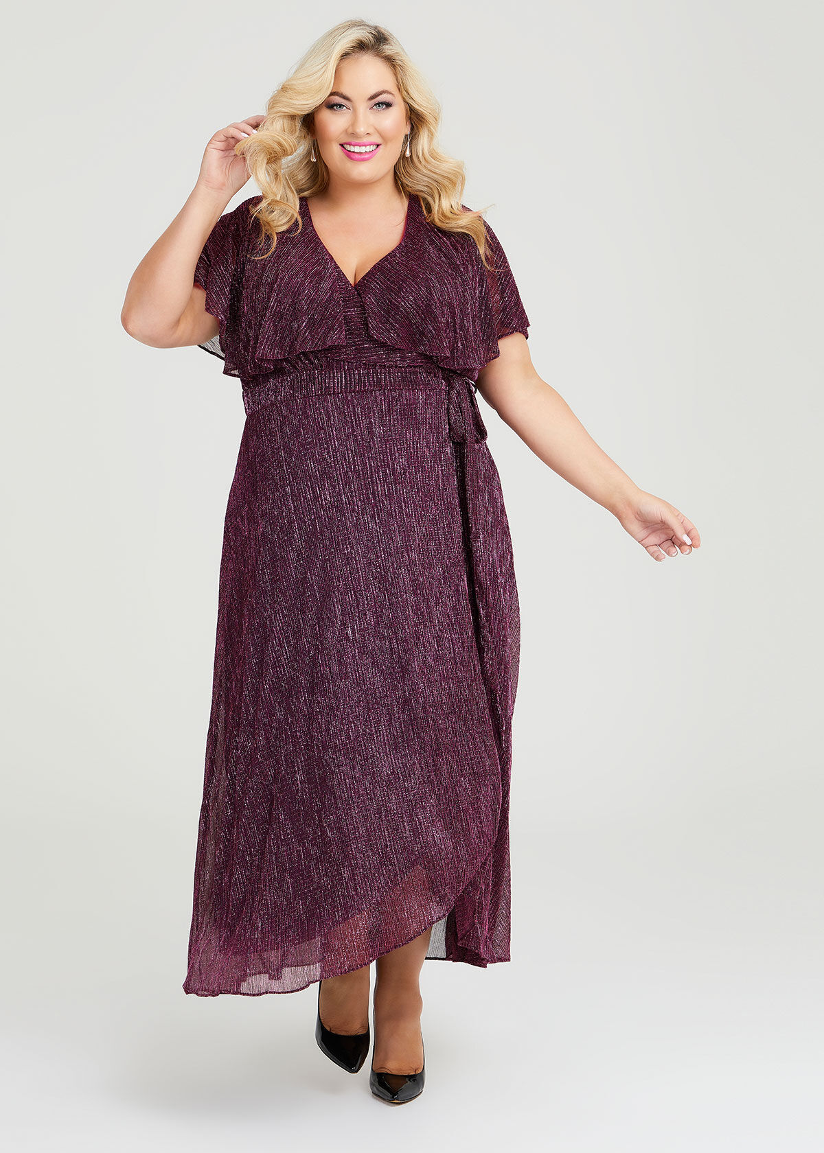 Plus Size Livia Shimmer Wrap Maxi Dress Sizes 12 30 Taking Shape