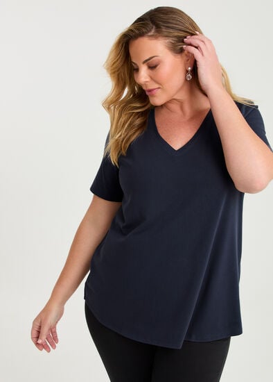 Plus Size Good Earth Australian Cotton V-neck T-shirt