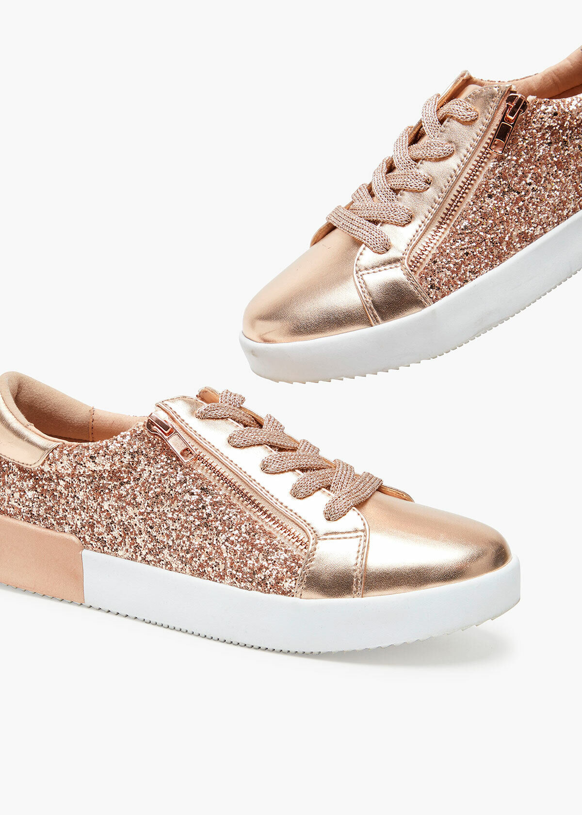 Rose Gold Glitter Zip Sneaker