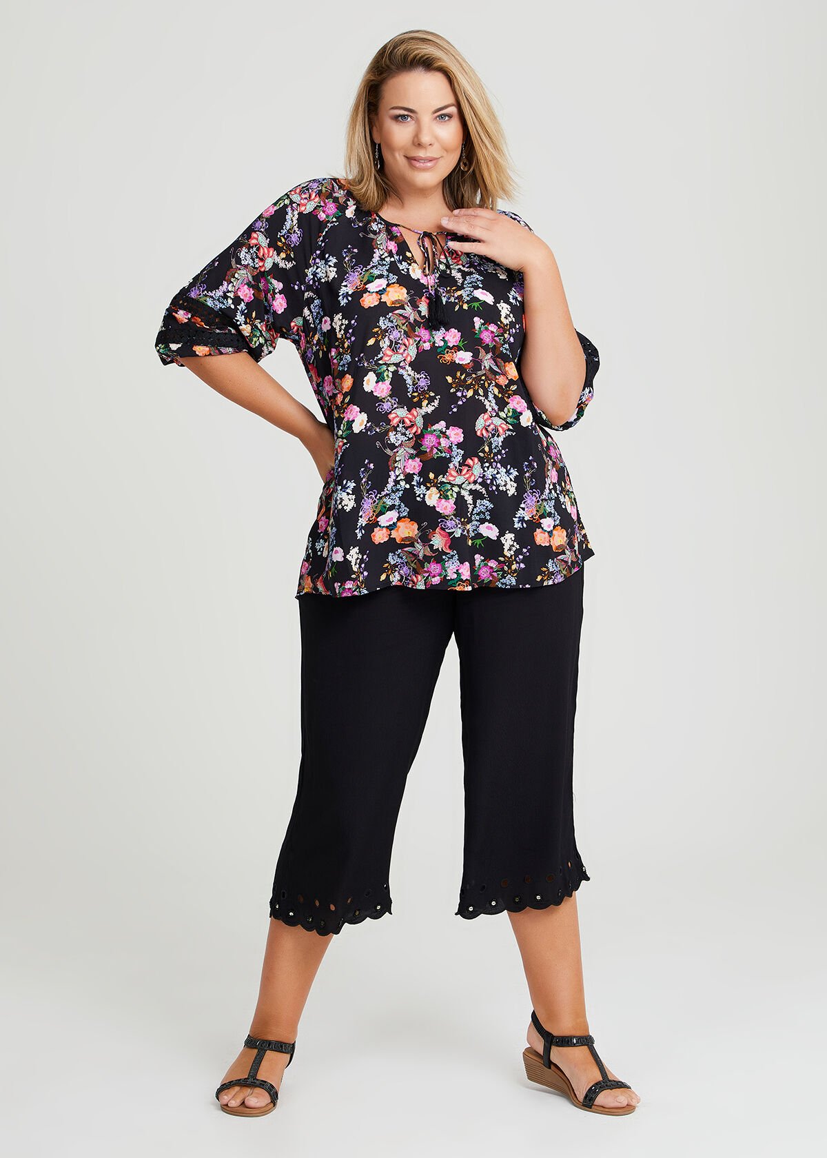 Shop Plus Size Natural Wide Leg Crop Pant in Black Sizes 12 30 Taking Shape US