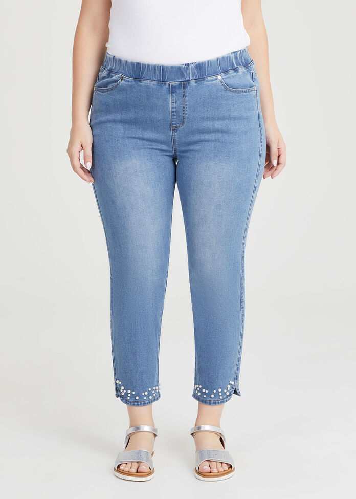Pearl Crop Denim Jean, , hi-res