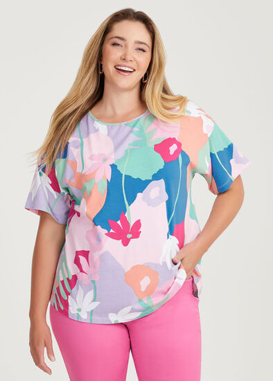 Plus Size Cotton Sorbet Garden T-shirt