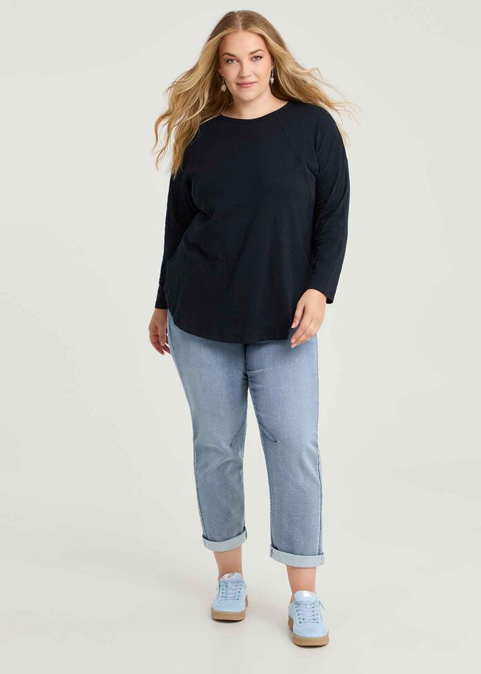 Cotton Hi-lo Seam Detail Top, , hi-res