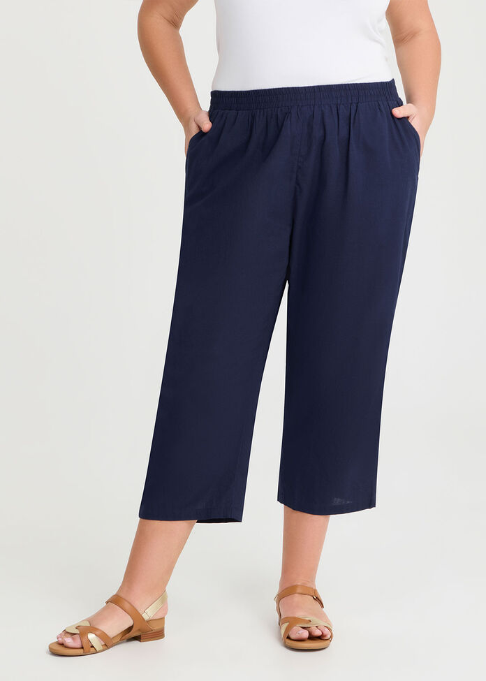 Cotton Linen Crop Pant, , hi-res
