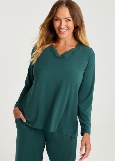 Plus Size Modal Lace Trim Pyjama Top