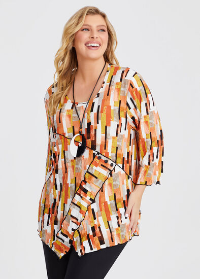 Plus Size Abstract Check Luna Top