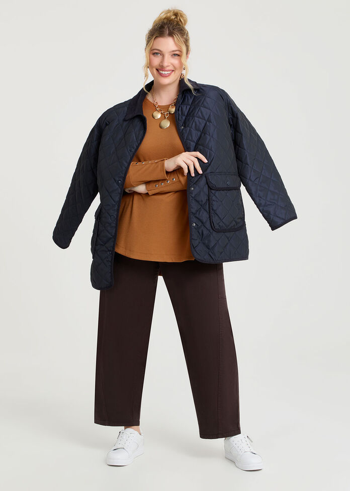 Quilted Cord Trim Barn Jacket, , hi-res