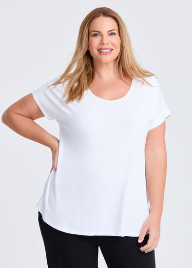 Plus Size Natural Round Neck Everyday T-shirt
