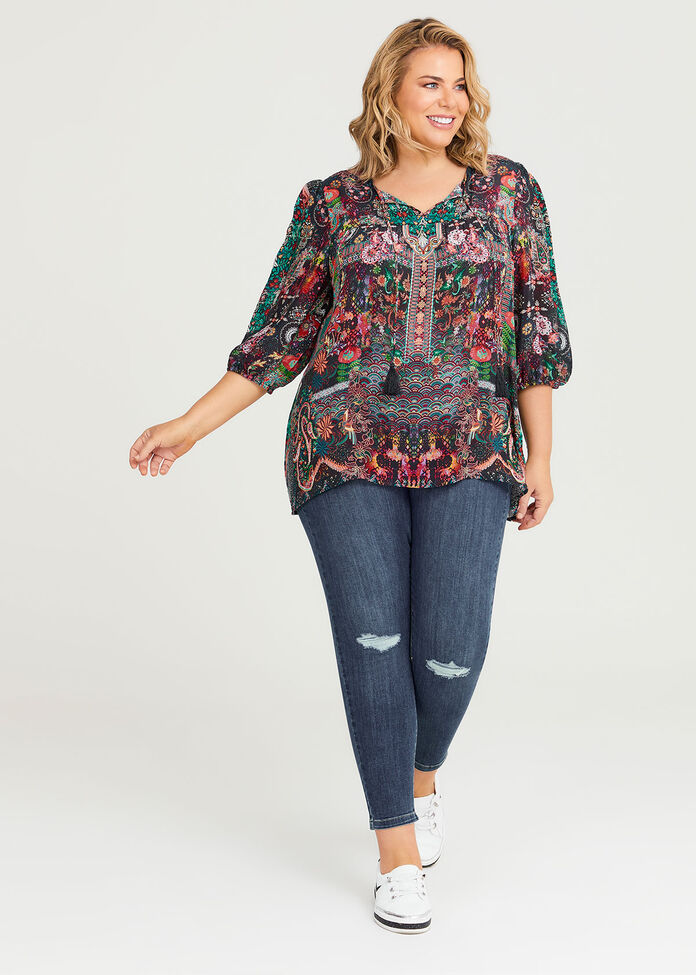 Natural Twilight Ikat Top, , hi-res