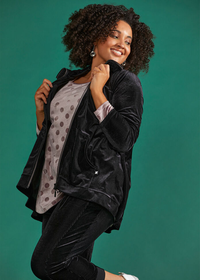 Velour Relaxed Lounge Cardi, , hi-res